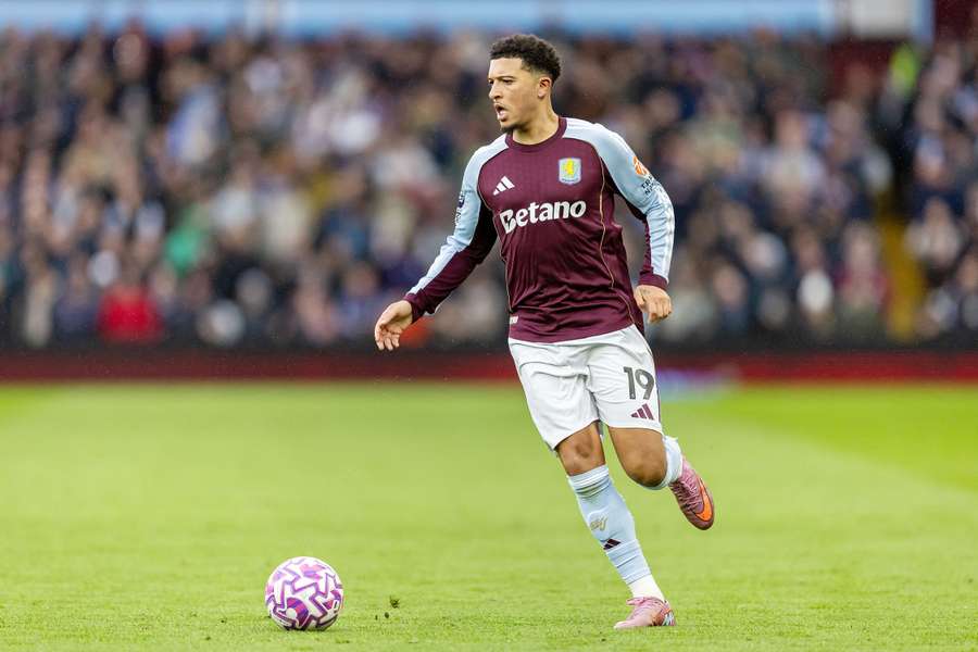 Jadon Sancho in action for Aston Villa