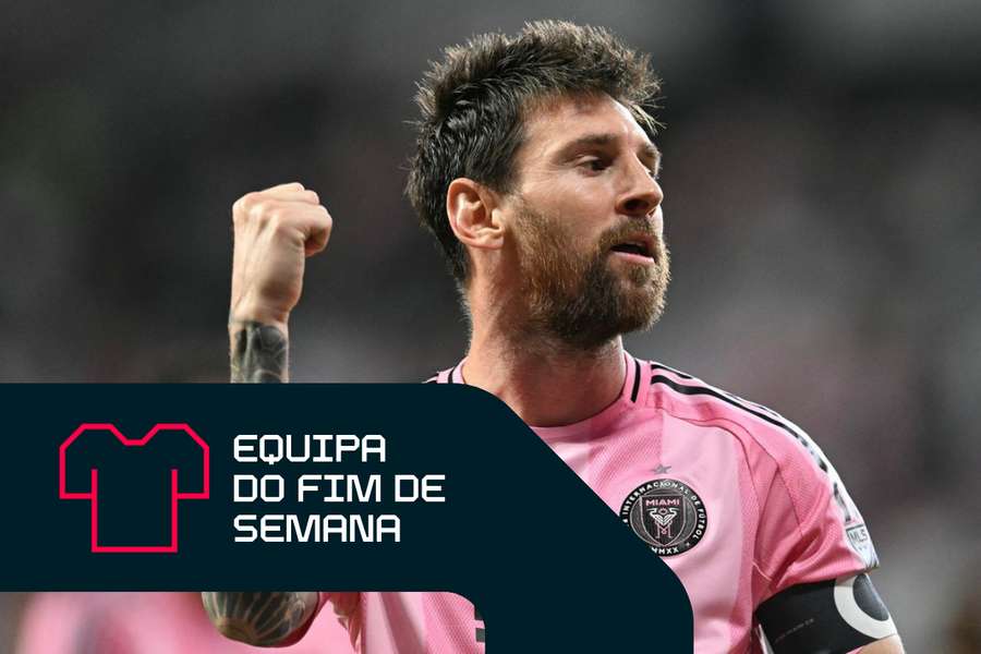 Lionel Messi celebra durante a sua exibição de quatro golos frente ao CF Montreal Lionel Messi celebra durante a sua exibição de quatro golos frente ao CF Montreal