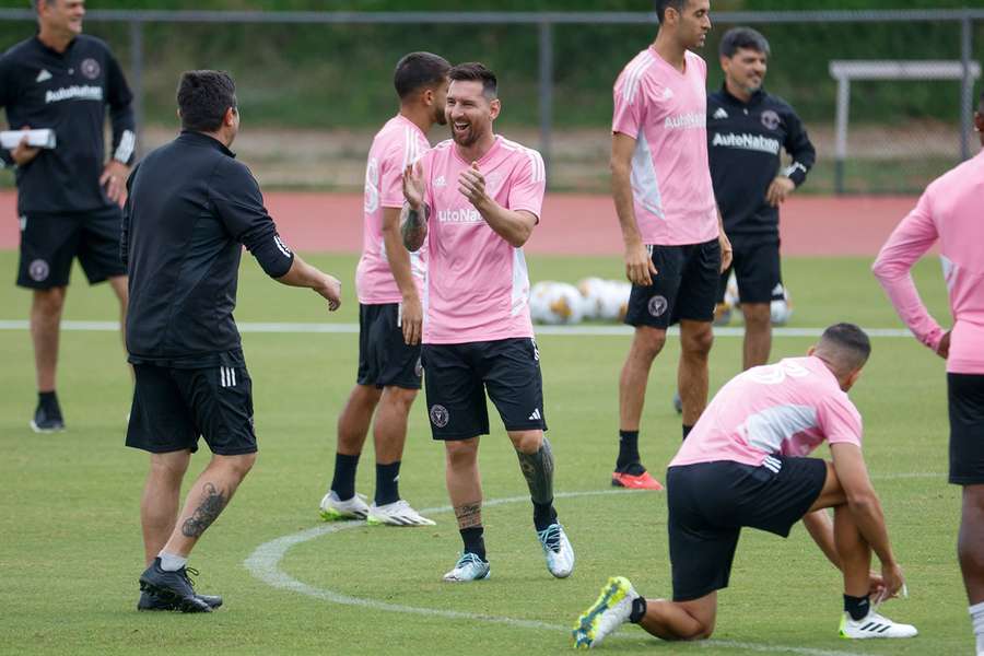 Messi and his teammate training in Miami