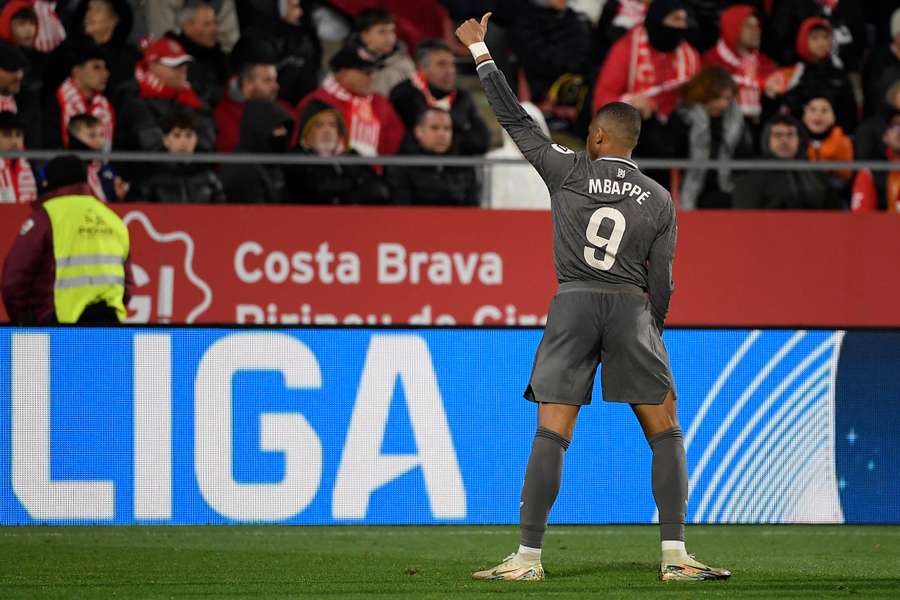 Mbappé celebra su gol ante el Girona