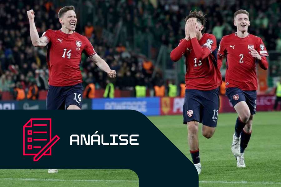 Lukas Provod, Mojmir Chytil e Stepan Chaloupek comemoram após os penáltis diante da Irlanda Lukas Provod, Mojmir Chytil e Stepan Chaloupek comemoram após os penáltis diante da Irlanda