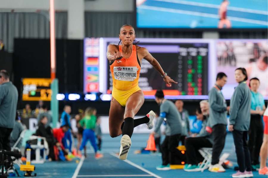 Ana Peleteiro, en la final de triple salto del Mundial de atletismo en pista cubierta