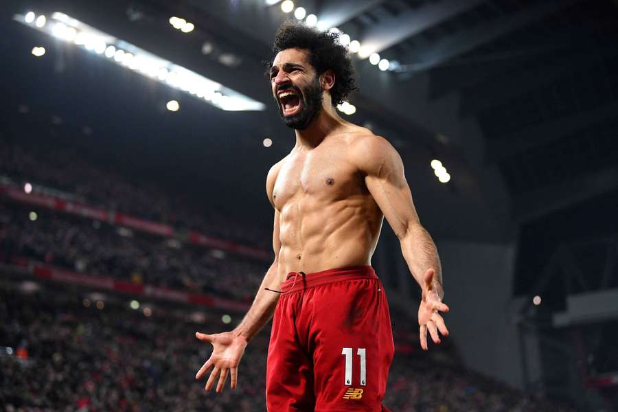 Salah célèbre son but contre Man Utd lors de la saison 2019/20