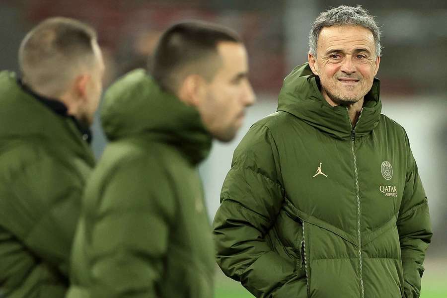 Luis Enrique à l'entraînement à Stuttgart mardi.