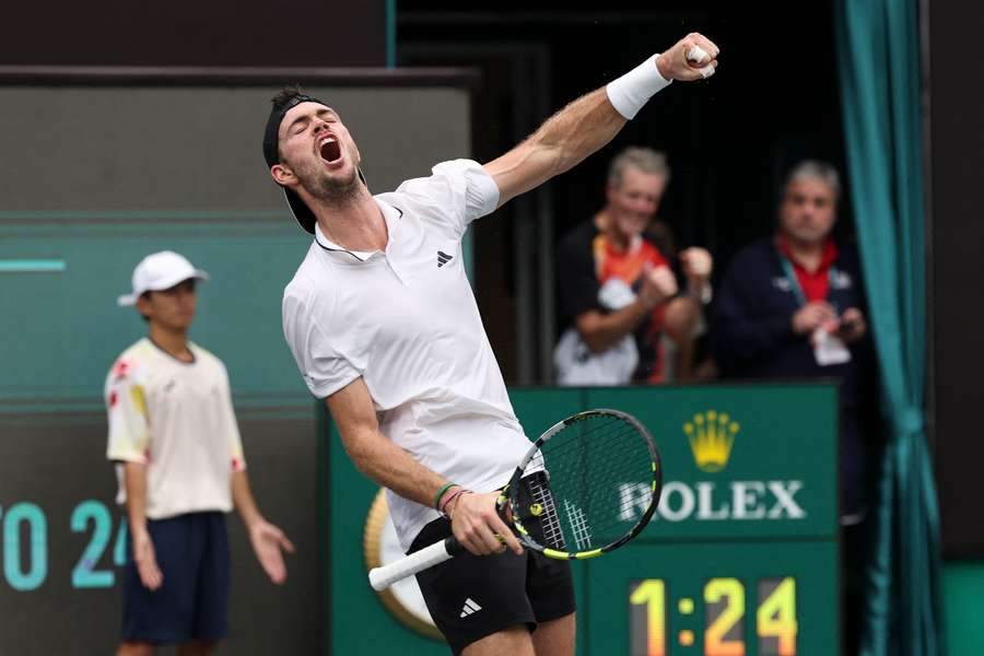 Maximilian Marterer of Germany celebrates during the Davis Cup