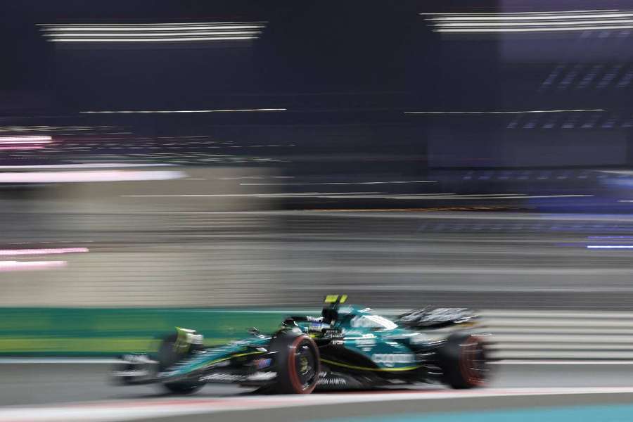 Fernando Alonso in action during practice in Abu Dhabi