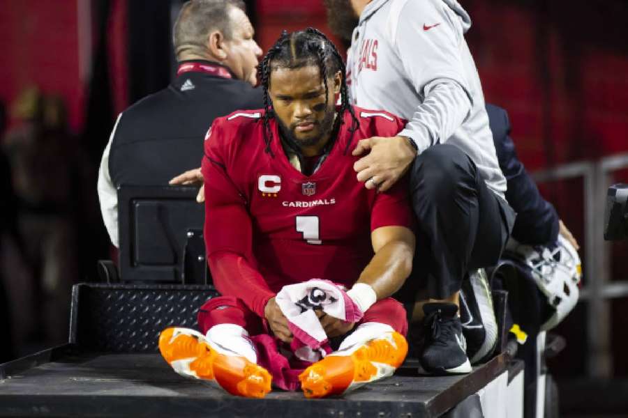 Kyler Murray reacts as he is carted off the field 