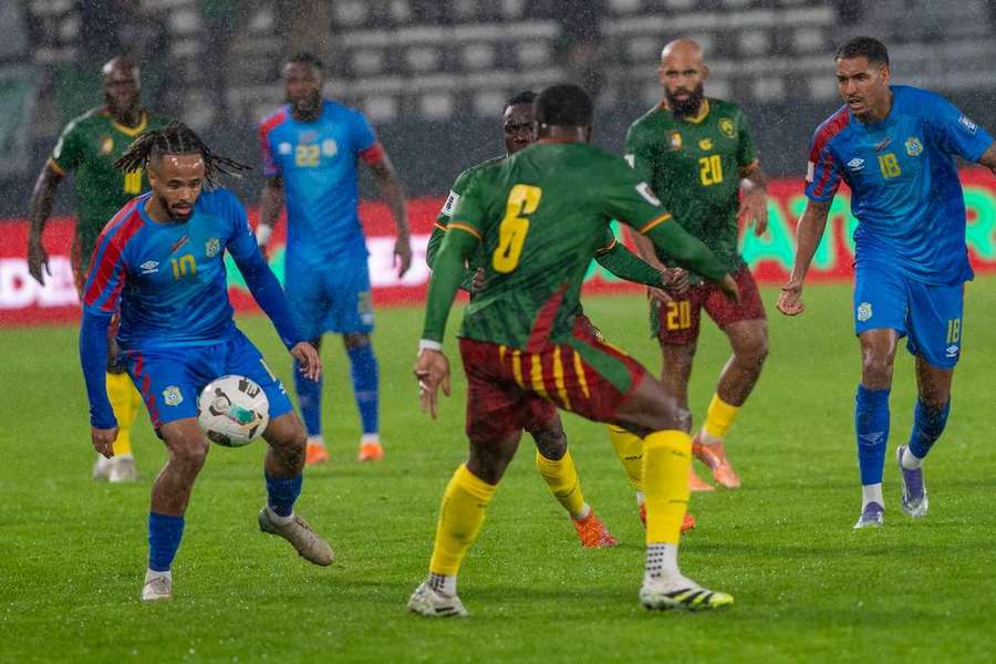 Nouhou Tolo of Cameroon in action against Theo Bongonda of Congo DR Nouhou Tolo of Cameroon in action against Theo Bongonda of Congo DR
