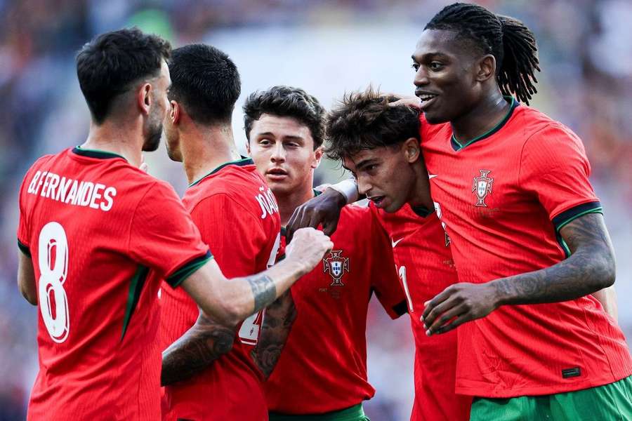 A festa dos jogadores portugueses