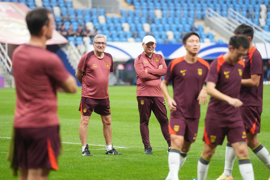 La sélection chinoise à l'entraînement lundi.