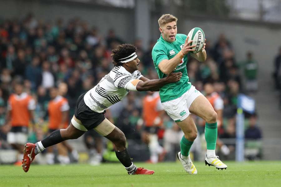 Jack Crowley in action against Fiji