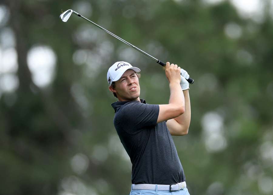 Matthew Fitzpatrick of England plays his tee shot on the fourth hole
