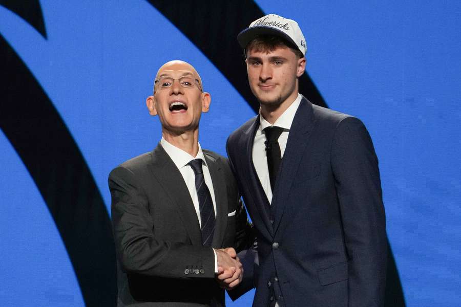 Cooper Flagg shakes hands with NBA Commissioner Adam Silver after being selected first overall by the Dallas Mavericks at the NBA draft Cooper Flagg shakes hands with NBA Commissioner Adam Silver after being selected first overall by the Dallas Mavericks at the NBA draft