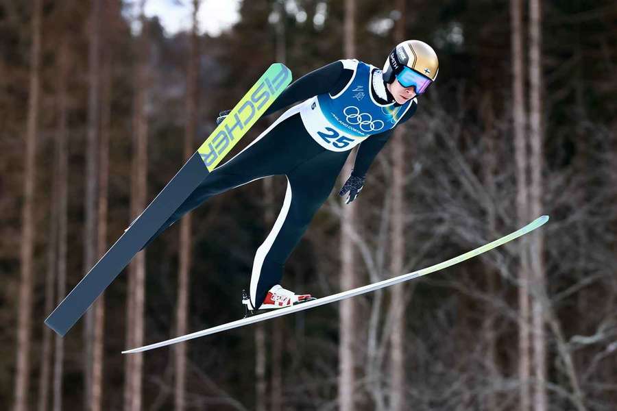 Eero Hirvonen competing on the large hill Eero Hirvonen competing on the large hill