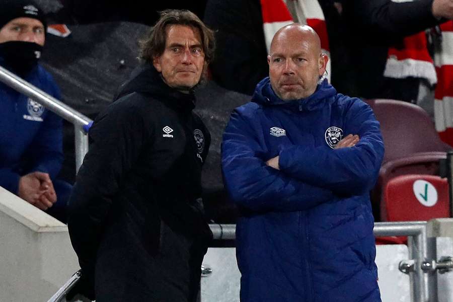 Brian Riemer alongside Thomas Frank when they worked together at Brentford