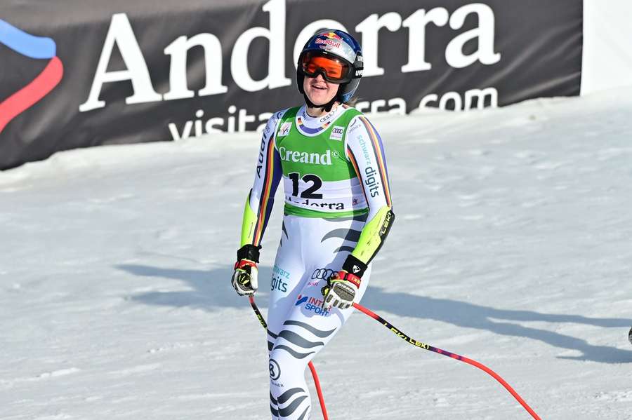 Emma Aicher nach ihrem siegreichen Super-G in Soldeu