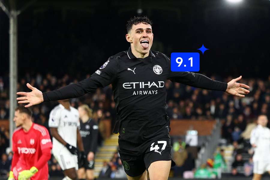 Manchester City's Phil Foden celebrates against Fulham