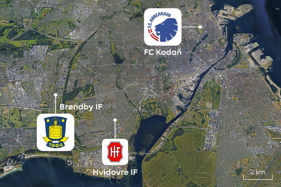 Além do Brondby e do Copenhaga, a capital conta ainda com o Hvidovre IF nas ligas inferiores