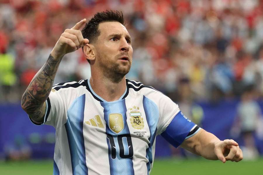 Lionel Messi scores Argentina's first goal against Austria Lionel Messi scores Argentina's first goal against Austria