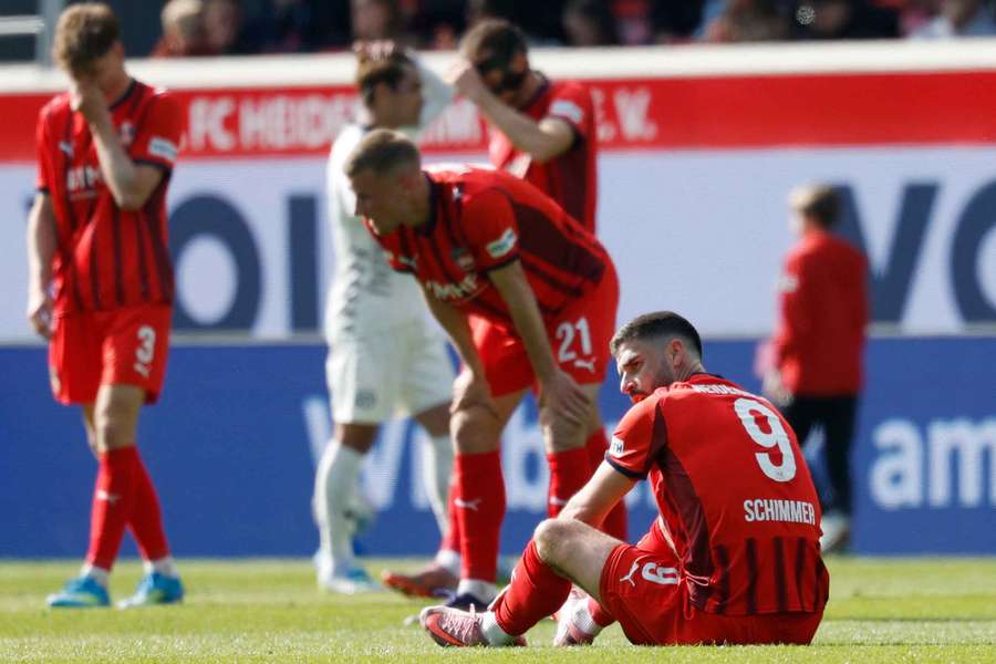 Heidenheim's Stefan Schimmer looks dejected after the match 