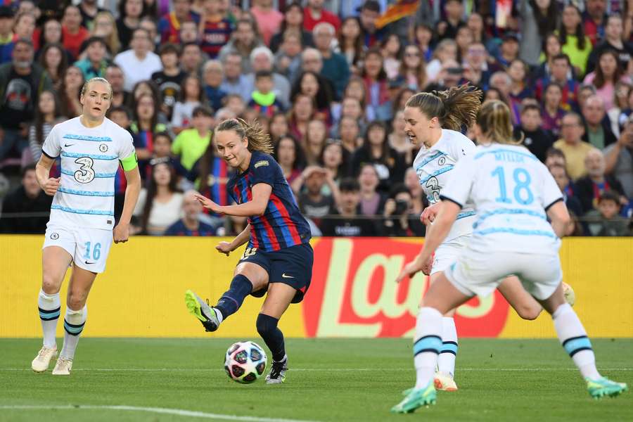 Caroline Graham Hansen scored both home and away as Barcelona won 2-1 on aggregate against Chelsea in last year's semi-finals