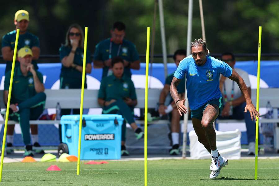 Raphinha no treino do Brasil Raphinha no treino do Brasil