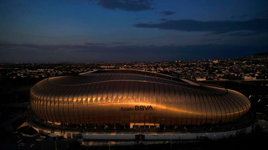 Vue aérienne du stade BBVA de Monterrey, l'une des enceintes qui accueilleront des matchs de la Coupe du monde 2026, le 30 mars 2026 au Mexique.