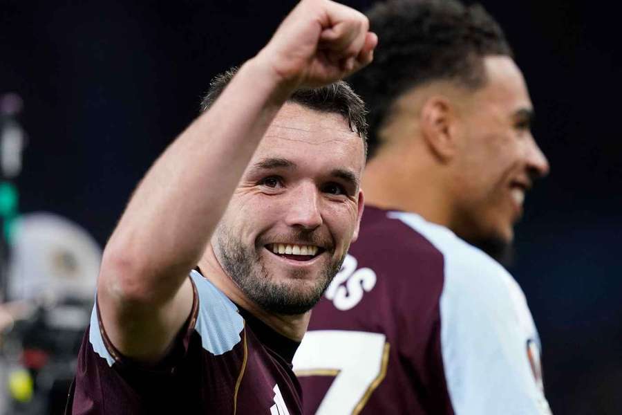 McGinn celebrates scoring against Forest