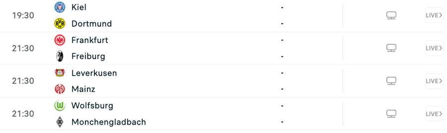 Programul zilei în Bundesliga