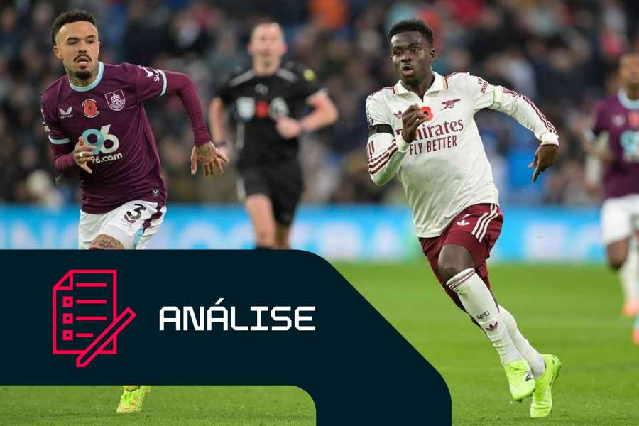 Bukayo Saka, do Arsenal, durante o jogo frente ao Burnley em novembro de 2025
