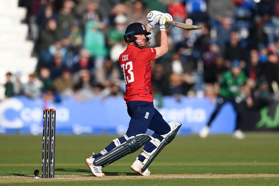 Jordan Cox of England bats during the 3rd T20 International between Ireland and England