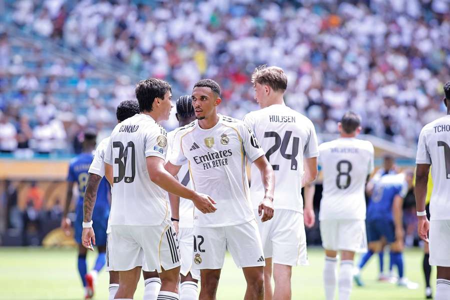 Real Madrid's Trent Alexander-Arnold and his teammates during the Club World Cup draw with Al Hilal