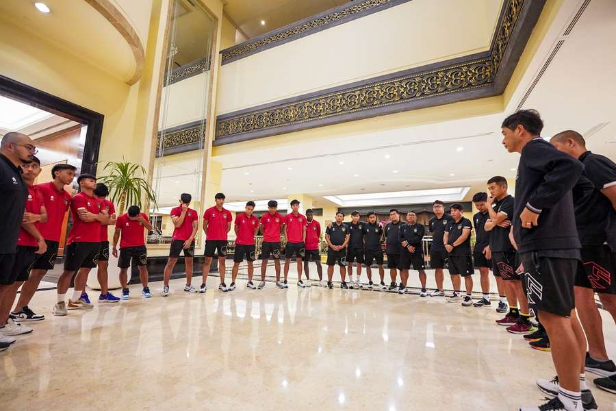 members of Indonesia's Under-20 team and officials reacting after FIFA announced the cancellation of the Indonesia 2023 FIFA Under-20 World Cup