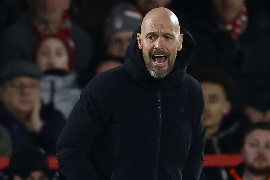 Ten Hag on the touchline during Man Utd's game against Nottingham Forest