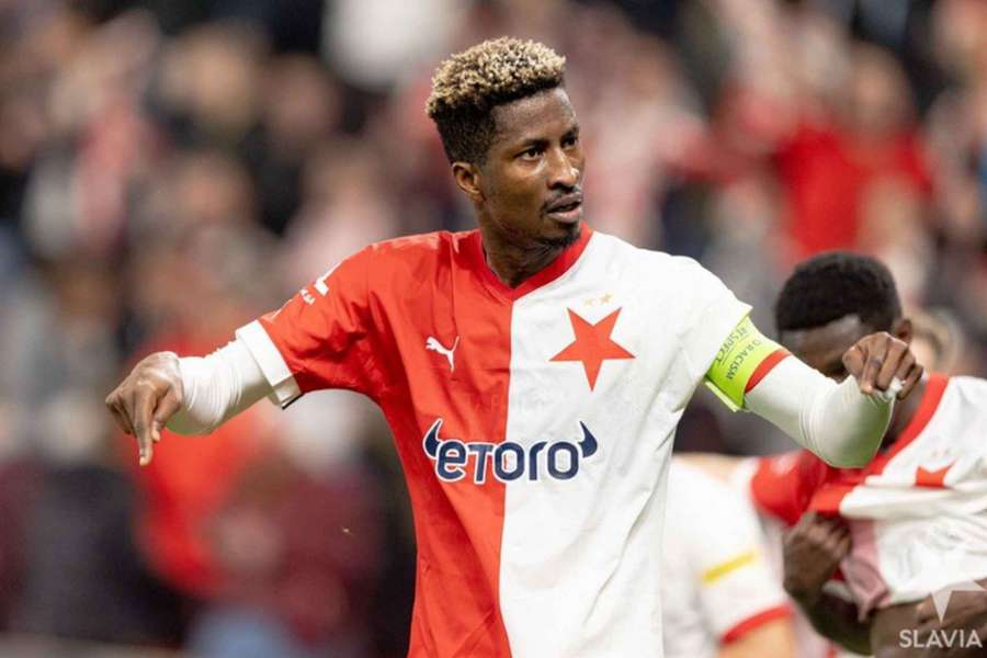 Útočník Peter Olayonka ještě v dresu Slavie.
