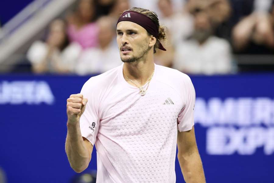 Alexander Zverev reacts during US Open quarter-final against Botic van de Zandschulp Alexander Zverev reacts during US Open quarter-final against Botic van de Zandschulp