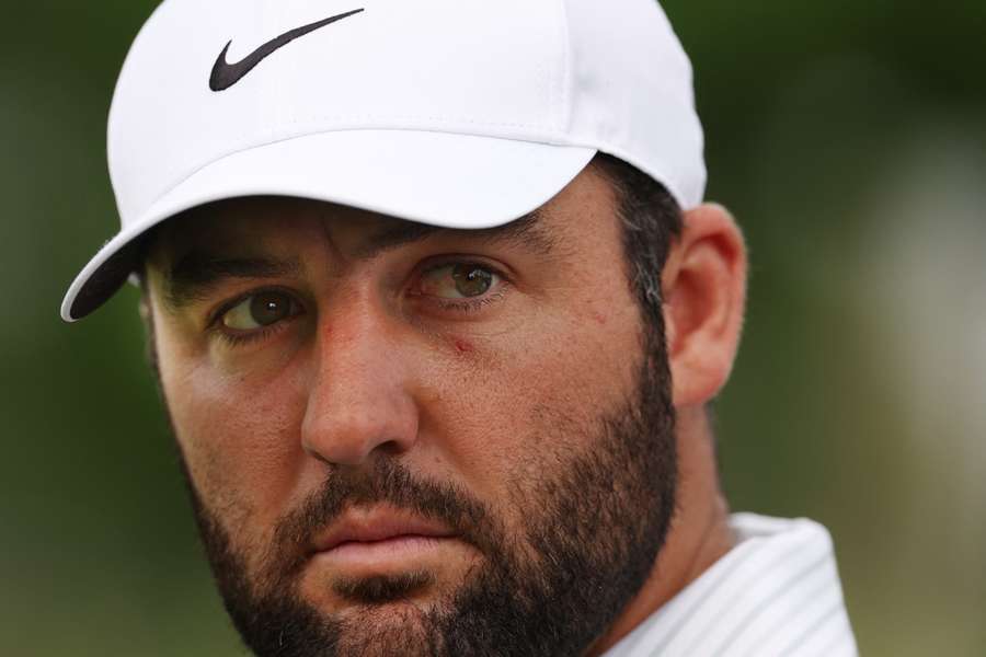 Scottie Scheffler of the United States looks on from the 12th hole during the first round of the 2024 PGA Championship at Valhalla Golf Club