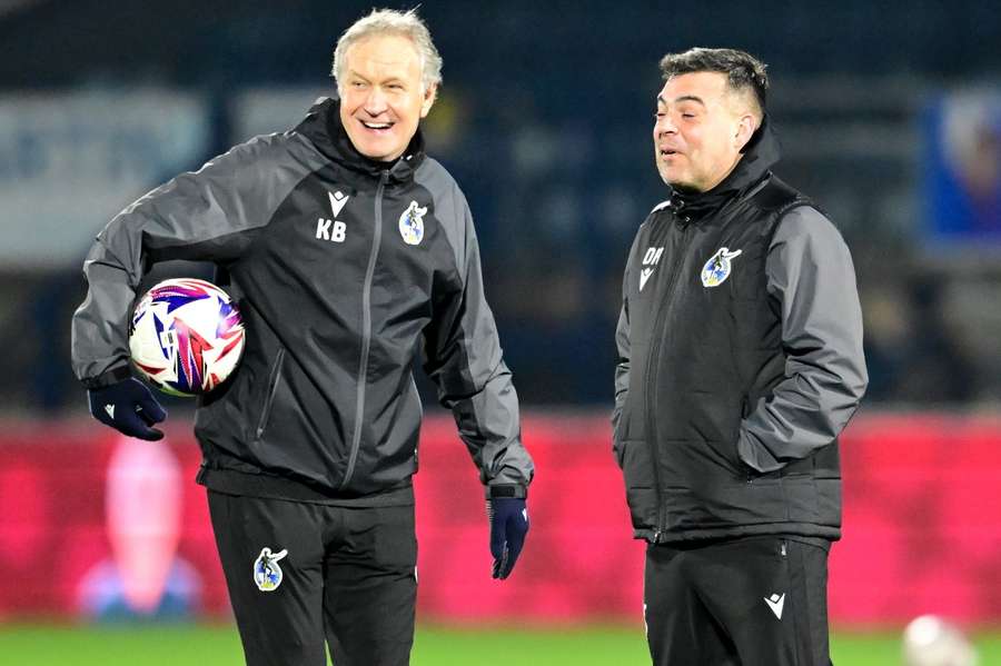 Kevin Bond and David Horseman (R) at Bristol Rovers