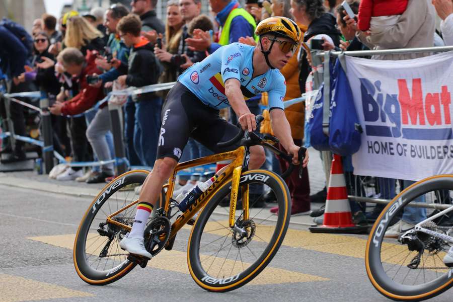 Belgium's Remco Evenepoel in action
