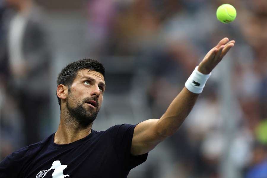 Novak Djokovic in training for the US Open in New York
