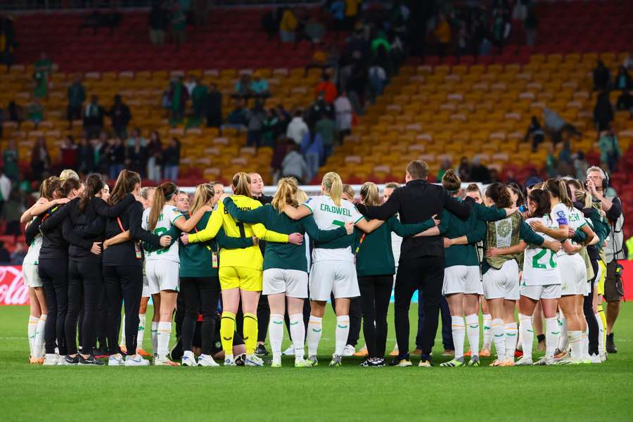 Ireland's players embrace as their World Cup comes to a close