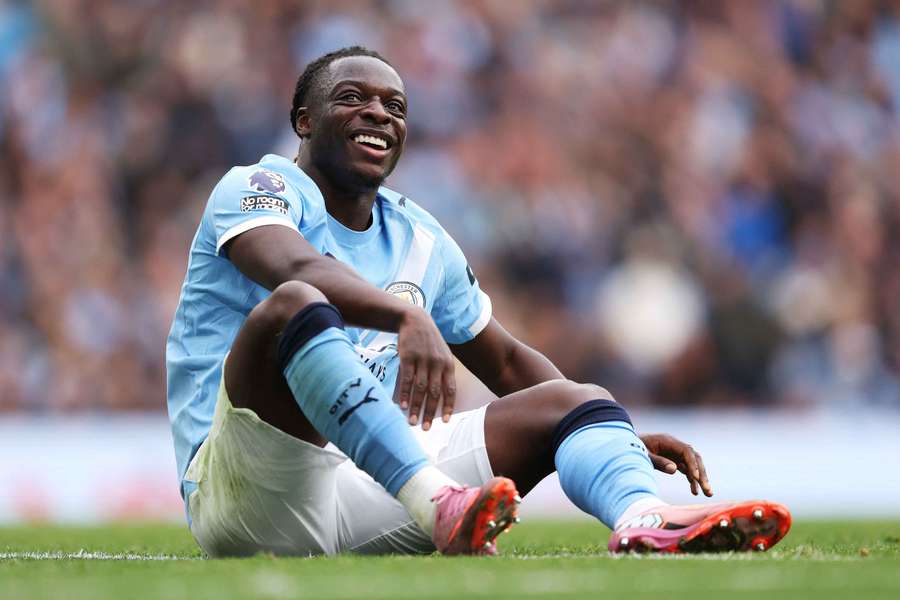 Jeremy Doku reacts against Burnley