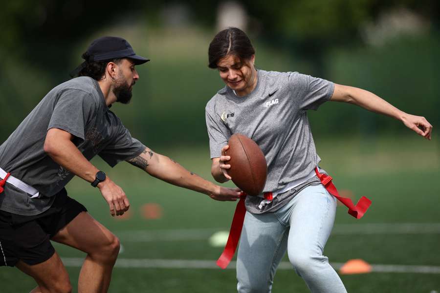 Flag football will make its debut at the 2028 Olympics. Pictured: France captain Elisa De Santis during a flag football demonstration in Créteil, France