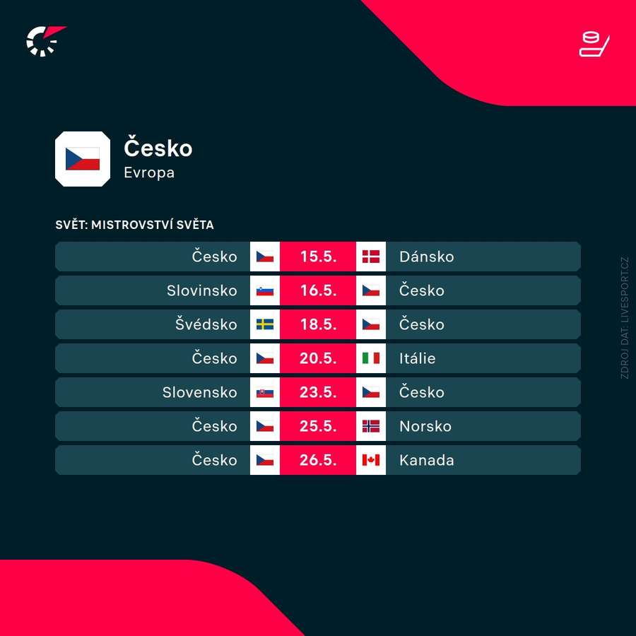 Program českých hokejistů.