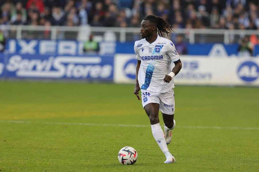 Gideon Mensah lors de la victoire d'Auxerre contre Rennes (4-0)