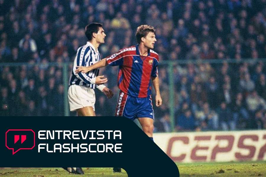 Alaba, defendiendo a Michael Laudrup