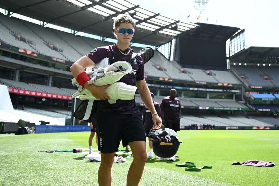 England's Jacob Bethell walks to the outdoor nets for a training session on Wednesday.
