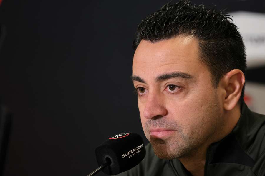 Xavi lors d'une conférence de presse en janvier.