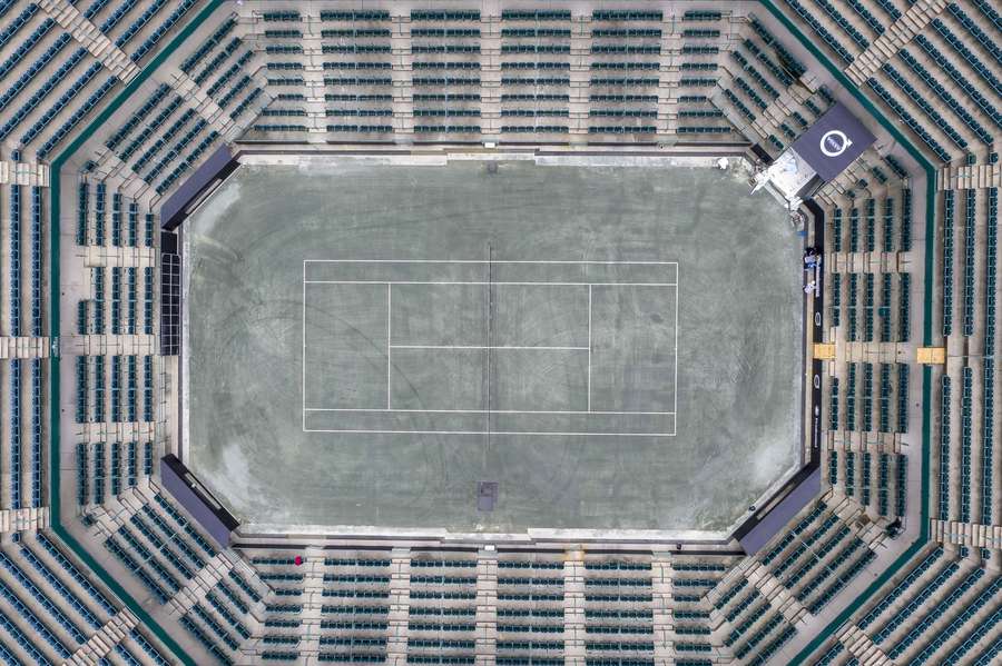 The tournament is played on unique green clay court