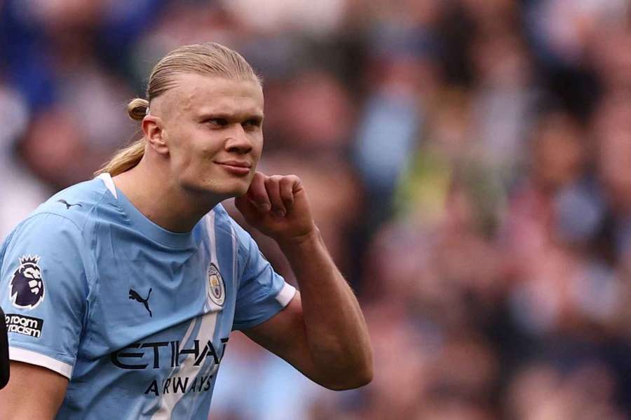 Haaland celebra en el Etihad